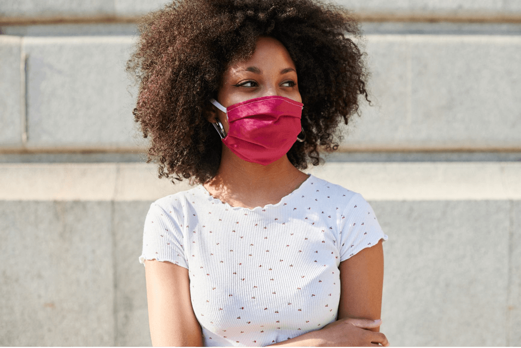 African American woman in mask